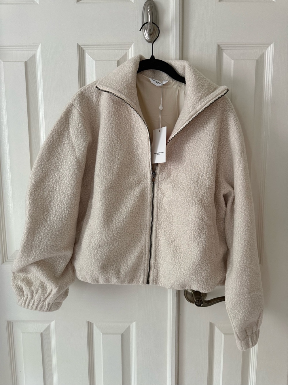 Amanda Uprichard Oversized Bomber Jacket, Cream, Size S, NWT